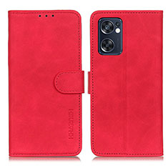 Funda de Cuero Cartera con Soporte Carcasa K09Z para Oppo Reno7 SE 5G Rojo