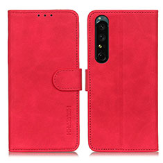 Funda de Cuero Cartera con Soporte Carcasa K09Z para Sony Xperia 1 IV Rojo