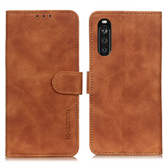 Funda de Cuero Cartera con Soporte Carcasa K09Z para Sony Xperia 10 III SO-52B Marron