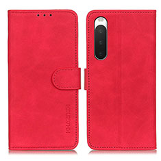 Funda de Cuero Cartera con Soporte Carcasa K09Z para Sony Xperia 10 V Rojo