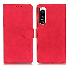 Funda de Cuero Cartera con Soporte Carcasa K09Z para Sony Xperia 5 IV Rojo