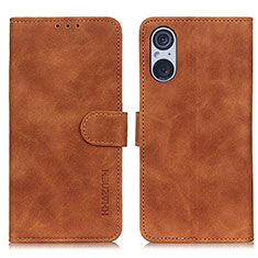 Funda de Cuero Cartera con Soporte Carcasa K09Z para Sony Xperia 5 V Marron