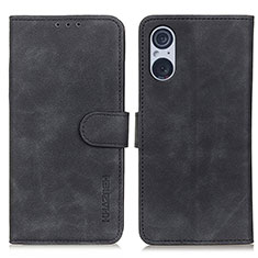 Funda de Cuero Cartera con Soporte Carcasa K09Z para Sony Xperia 5 V Negro