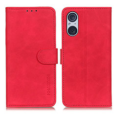 Funda de Cuero Cartera con Soporte Carcasa K09Z para Sony Xperia 5 V Rojo
