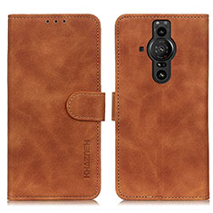 Funda de Cuero Cartera con Soporte Carcasa K09Z para Sony Xperia PRO-I Marron