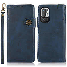 Funda de Cuero Cartera con Soporte Carcasa K09Z para Xiaomi Redmi Note 10 5G Azul