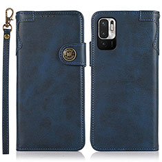 Funda de Cuero Cartera con Soporte Carcasa K09Z para Xiaomi Redmi Note 10 JE 5G Azul