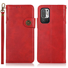 Funda de Cuero Cartera con Soporte Carcasa K09Z para Xiaomi Redmi Note 10T 5G Rojo