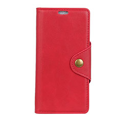 Funda de Cuero Cartera con Soporte Carcasa L01 para Alcatel 7 Rojo