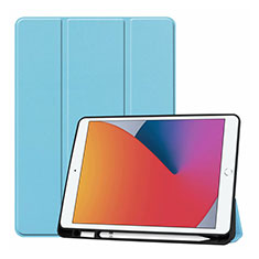 Funda de Cuero Cartera con Soporte Carcasa L01 para Apple iPad 10.2 (2019) Azul Cielo