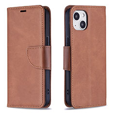 Funda de Cuero Cartera con Soporte Carcasa L01 para Apple iPhone 13 Marron