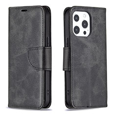 Funda de Cuero Cartera con Soporte Carcasa L01 para Apple iPhone 13 Pro Negro