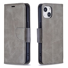 Funda de Cuero Cartera con Soporte Carcasa L01 para Apple iPhone 14 Plus Gris