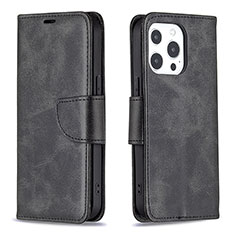 Funda de Cuero Cartera con Soporte Carcasa L01 para Apple iPhone 14 Pro Negro