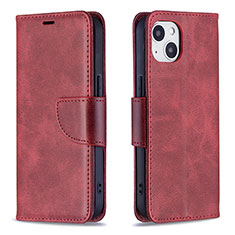 Funda de Cuero Cartera con Soporte Carcasa L01 para Apple iPhone 15 Plus Rojo