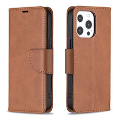 Funda de Cuero Cartera con Soporte Carcasa L01 para Apple iPhone 15 Pro Marron