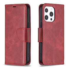 Funda de Cuero Cartera con Soporte Carcasa L01 para Apple iPhone 15 Pro Max Rojo