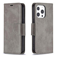 Funda de Cuero Cartera con Soporte Carcasa L01 para Apple iPhone 16 Pro Gris Oscuro