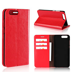 Funda de Cuero Cartera con Soporte Carcasa L01 para Asus Zenfone 4 ZE554KL Rojo