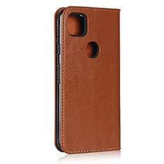 Funda de Cuero Cartera con Soporte Carcasa L01 para Google Pixel 4a Marron Claro