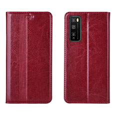 Funda de Cuero Cartera con Soporte Carcasa L01 para Huawei Enjoy Z 5G Rojo