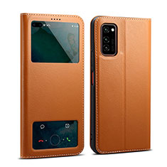 Funda de Cuero Cartera con Soporte Carcasa L01 para Huawei Honor V30 5G Naranja