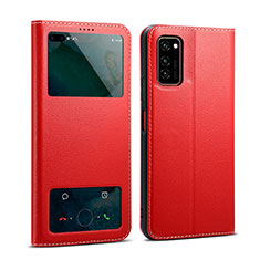 Funda de Cuero Cartera con Soporte Carcasa L01 para Huawei Honor V30 5G Rojo