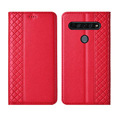 Funda de Cuero Cartera con Soporte Carcasa L01 para LG K51S Rojo