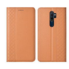 Funda de Cuero Cartera con Soporte Carcasa L01 para Oppo A11 Naranja