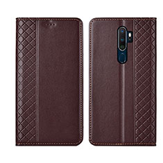 Funda de Cuero Cartera con Soporte Carcasa L01 para Oppo A11X Marron