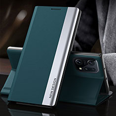 Funda de Cuero Cartera con Soporte Carcasa L01 para Oppo Find X5 5G Verde