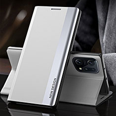 Funda de Cuero Cartera con Soporte Carcasa L01 para Oppo Find X5 Pro 5G Blanco