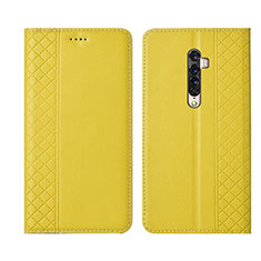 Funda de Cuero Cartera con Soporte Carcasa L01 para Oppo Reno2 Amarillo