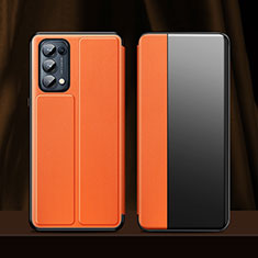 Funda de Cuero Cartera con Soporte Carcasa L01 para Oppo Reno5 5G Naranja