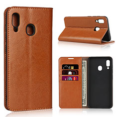 Funda de Cuero Cartera con Soporte Carcasa L01 para Samsung Galaxy A30 Naranja