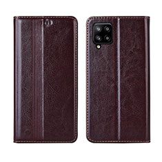 Funda de Cuero Cartera con Soporte Carcasa L01 para Samsung Galaxy A42 5G Marron