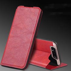 Funda de Cuero Cartera con Soporte Carcasa L01 para Samsung Galaxy A80 Rojo