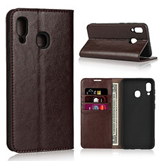 Funda de Cuero Cartera con Soporte Carcasa L01 para Samsung Galaxy M10S Marron