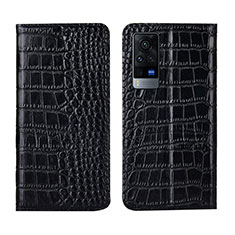 Funda de Cuero Cartera con Soporte Carcasa L01 para Vivo X60 Pro 5G Negro