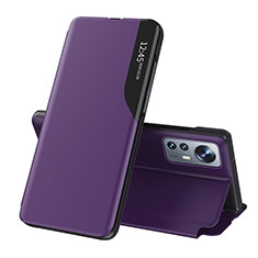 Funda de Cuero Cartera con Soporte Carcasa L01 para Xiaomi Mi 12 Pro 5G Morado