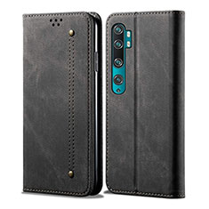 Funda de Cuero Cartera con Soporte Carcasa L01 para Xiaomi Mi Note 10 Negro