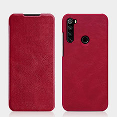 Funda de Cuero Cartera con Soporte Carcasa L01 para Xiaomi Redmi Note 8 Rojo