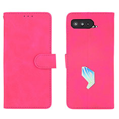 Funda de Cuero Cartera con Soporte Carcasa L01Z para Asus ROG Phone 5 Pro Rosa Roja