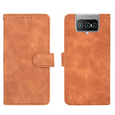 Funda de Cuero Cartera con Soporte Carcasa L01Z para Asus Zenfone 7 ZS670KS Marron