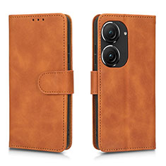 Funda de Cuero Cartera con Soporte Carcasa L01Z para Asus Zenfone 9 Marron