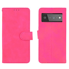 Funda de Cuero Cartera con Soporte Carcasa L01Z para Google Pixel 6 5G Rosa Roja