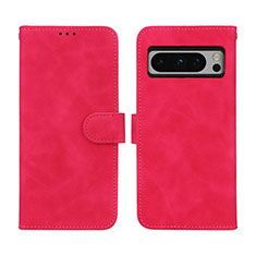 Funda de Cuero Cartera con Soporte Carcasa L01Z para Google Pixel 8 Pro 5G Rosa Roja