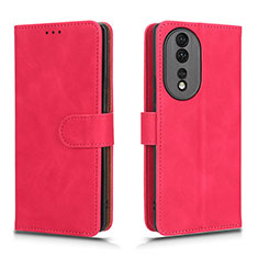 Funda de Cuero Cartera con Soporte Carcasa L01Z para Huawei Honor 80 5G Rosa Roja