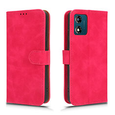 Funda de Cuero Cartera con Soporte Carcasa L01Z para Motorola Moto E13 Rosa Roja