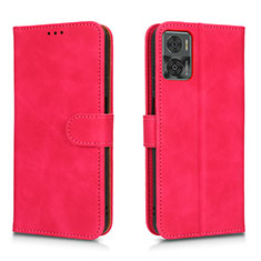 Funda de Cuero Cartera con Soporte Carcasa L01Z para Motorola Moto E22i Rosa Roja